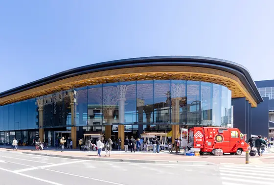 木をふんだんに使った斬新な建物