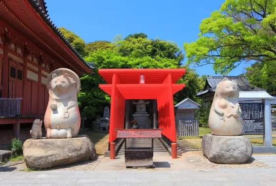 "日本三名狸"に数えられる屋島の太三郎狸を祭神とする蓑山大明神(みのやまだいみょうじん)が祀られている