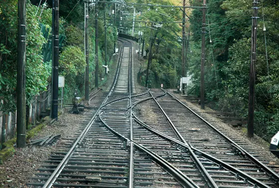 出山信号所のスイッチバック