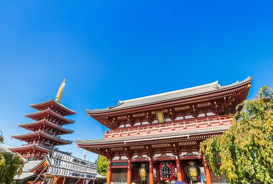昼間の浅草寺と五重塔