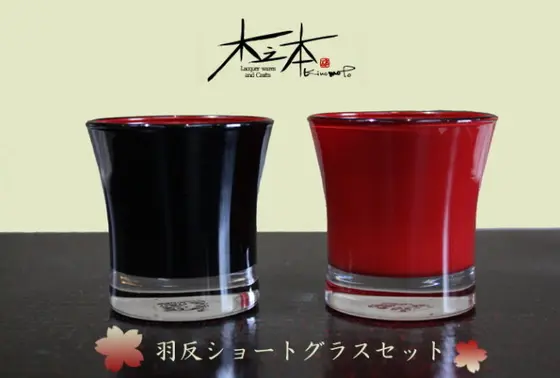 会津漆器の蒔絵のグラス☆