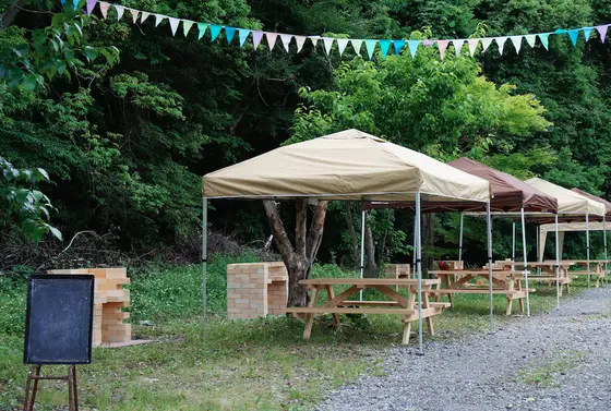 本格レンガ作りのBBQ場