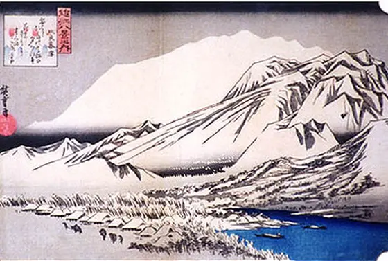 歌川広重画　近江八景「比良の暮雪」