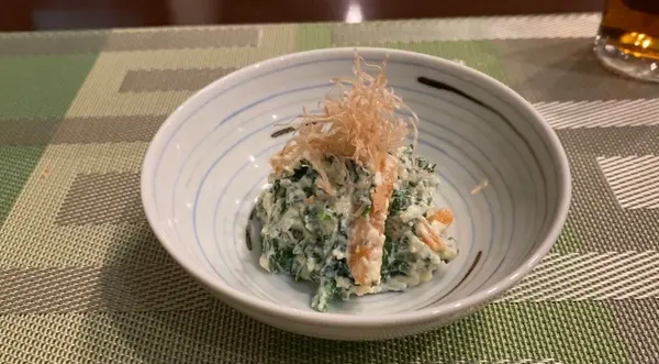 春菊と柿の白和え