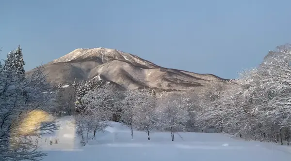 ラウンジの大きな窓から見える綺麗な雪景色⛄️
