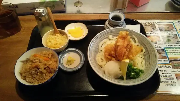 かしわ天ぶっかけと炊き込みご飯セット