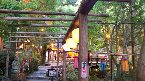 自然に囲まれた畳の席