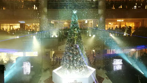 光と音と人工雪のショー