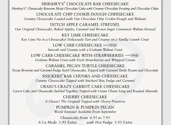 チーズケーキメニュー②