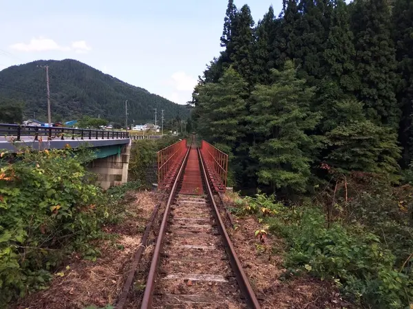 川の上の鉄橋を渡るドキドキ感。。