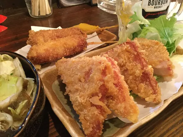 ハムカツ、串揚げソーセージ
