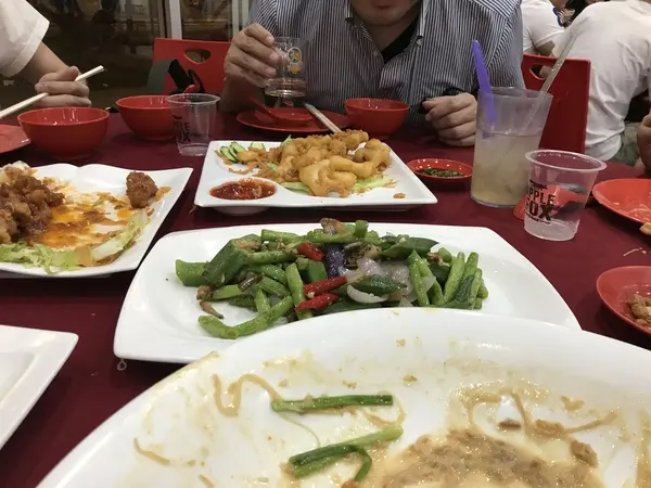イカの天ぷらと野菜炒め