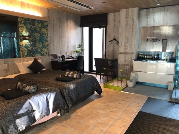 ﾜﾝｺと一緒のぉ部屋は2部屋らしぃです。ちょとラブホ感が、、