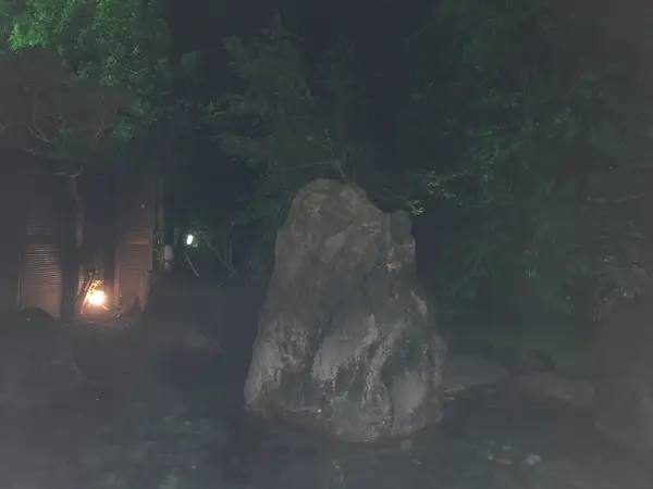 露天風呂中央の巨岩w