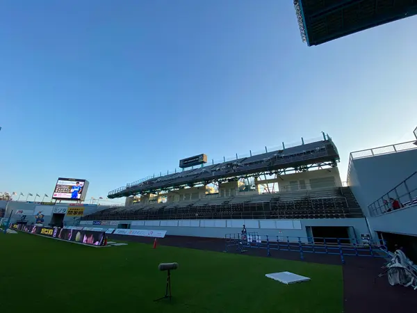 ゴール裏スタンドとピッチ