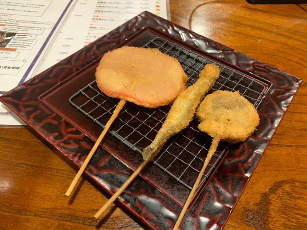 ハムカツ(190円)子持ちししゃも(190円)椎茸(160円)