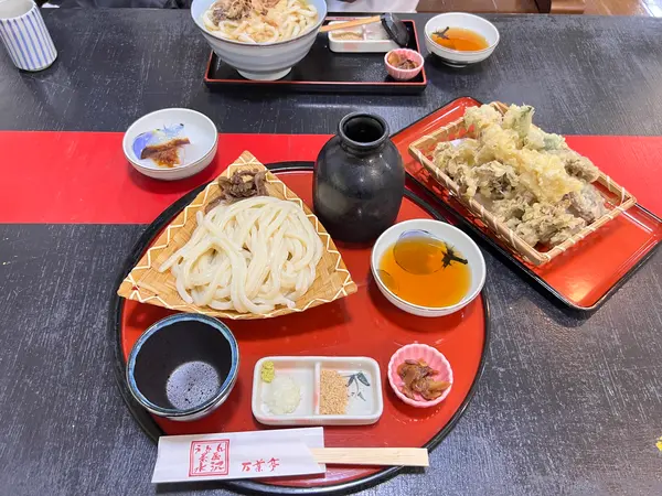 ざるうどん と きのこ天ぷら