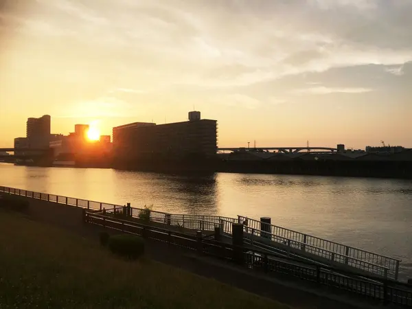 隅田川越しの夕陽