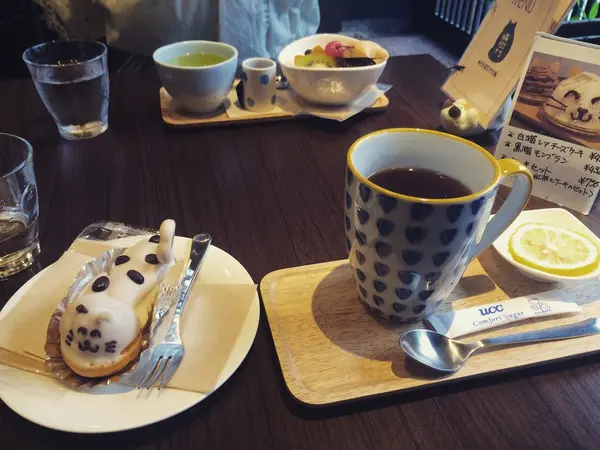 猫のお菓子と飲み物で