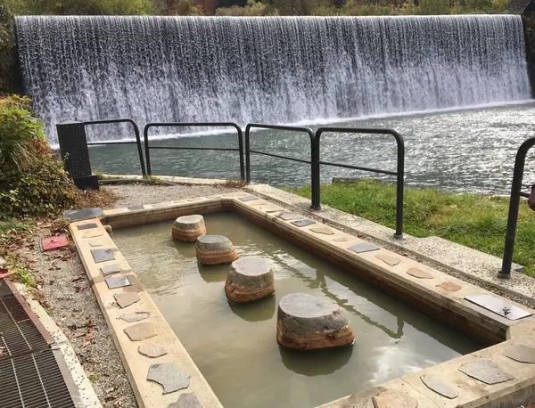 川上のダムと足湯