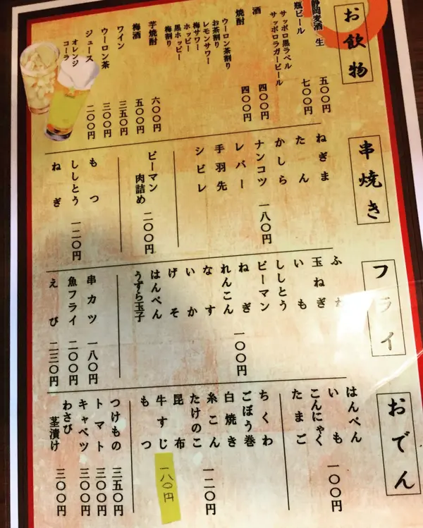 メニュー全てです。