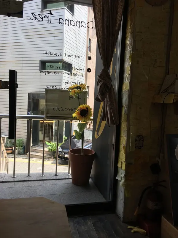 このガラスが入口。