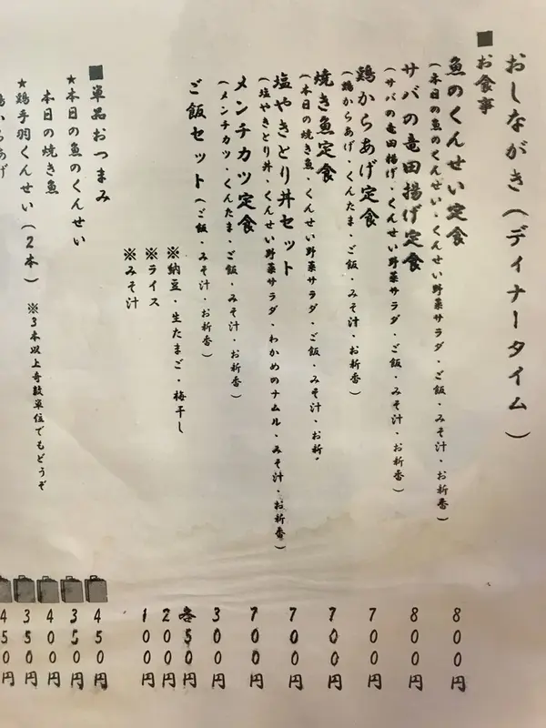 ディナータイムも定食あり◎