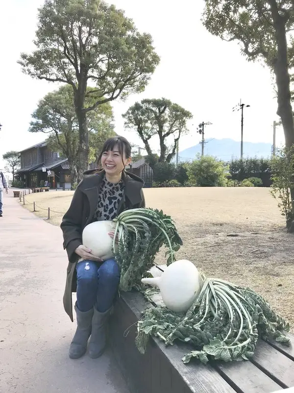 桜島を眺めながら桜島大根を