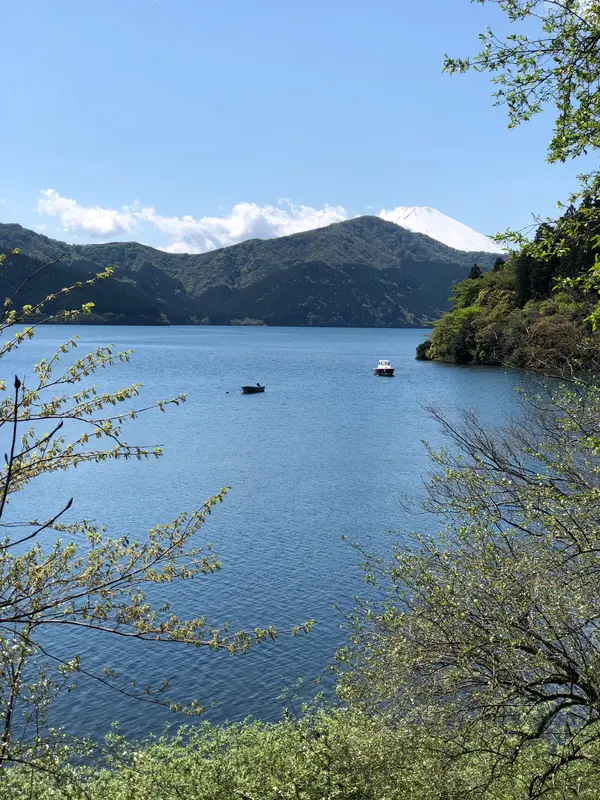芦ノ湖とひょつこり富士山