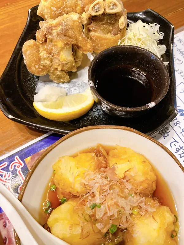 てびち唐揚げと ジーマミー豆腐天ぷら