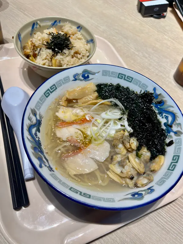 金目鯛の塩ラーメン、あさりご飯付き