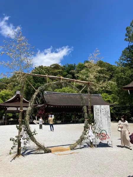 夏越しの祓えの茅の輪が設置。