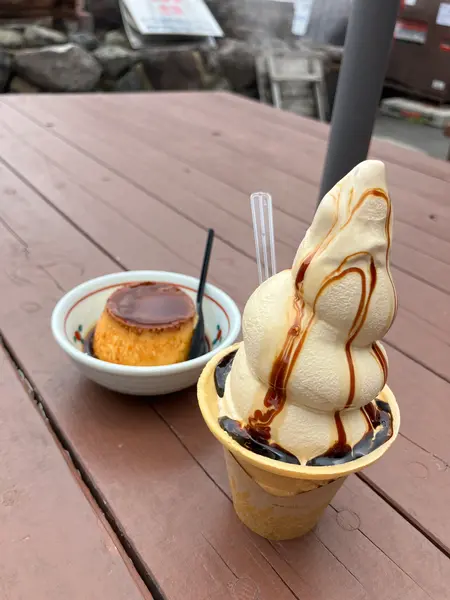 地獄蒸しプリンとプリンソフト