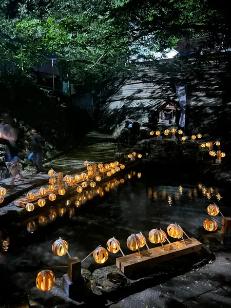 毎年7/23の祇園祭の時だけ、小国杉ランタンが奉納されます