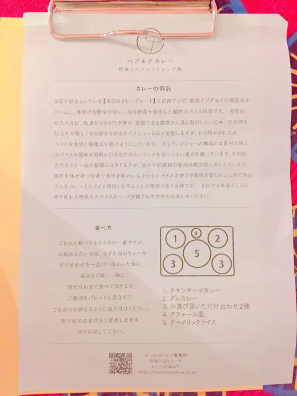 メニュー。