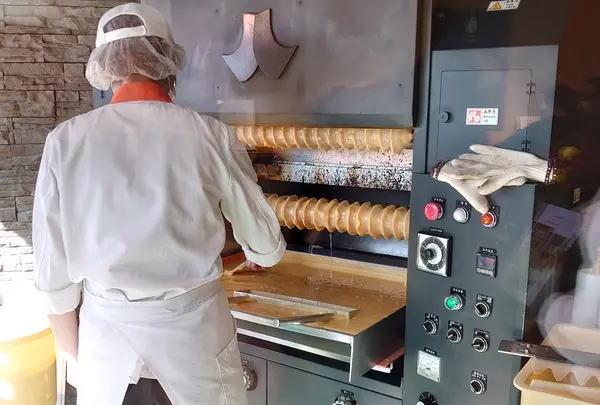 焼いている最中のバウムクーヘン！