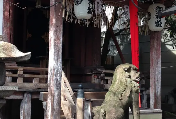 安井金毘羅宮の境内にあるこまいぬ
