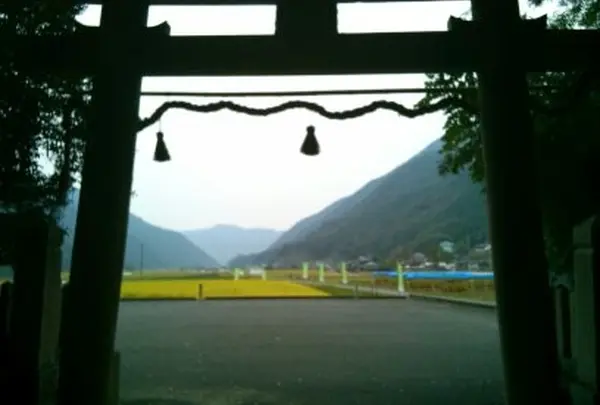 神社の目の前には田園風景が広がります