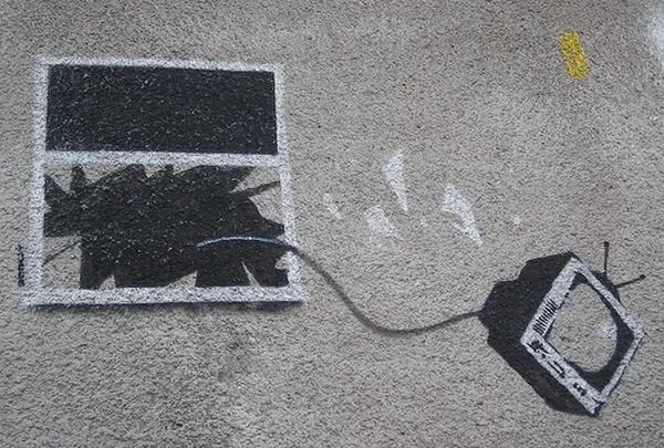 TV out of the window & a giant rat