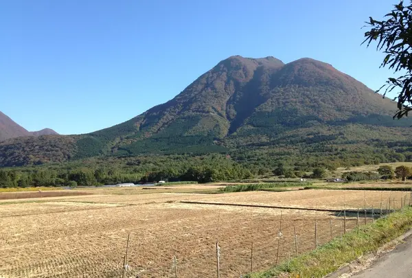 由布岳の裾野から見上げる
