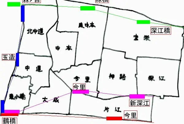 東成区の中の今里駅や鶴橋駅あたり
