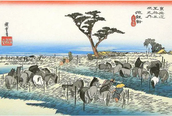 池鯉鮒宿  池鯉鮒（首夏馬市）