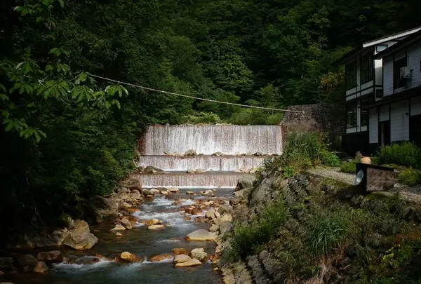 宿のそばを流れる先達川