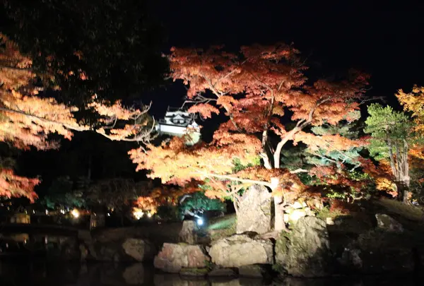 玄宮園より彦根城を見る