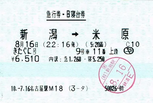 急行と寝台券も必要