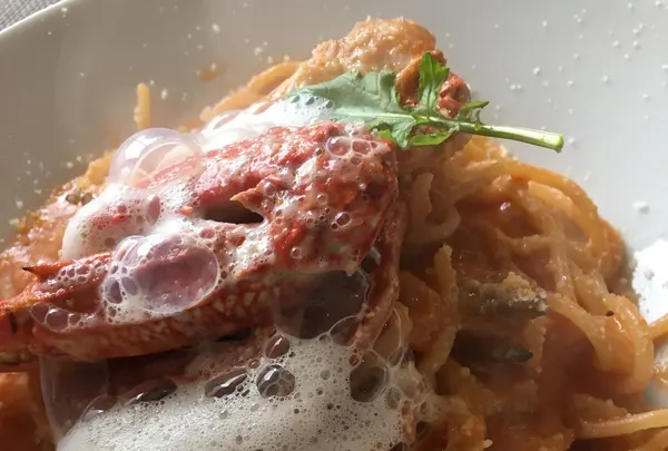蟹のクリームパスタ