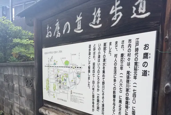 お鷹の道遊歩道の看板