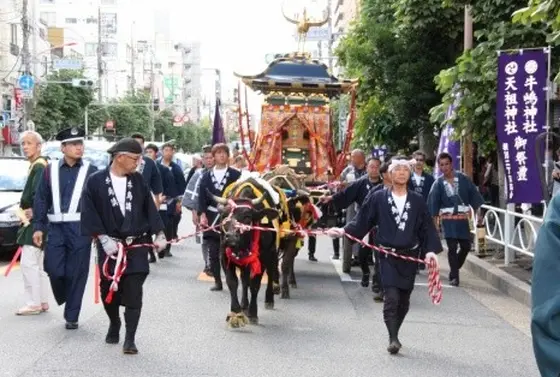 黒毛和牛が牛車を引っ張る５年に一度の雅な祭り