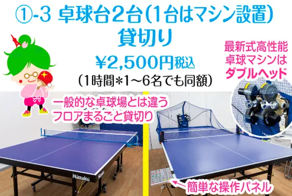 ワンフロア貸切り卓球場_芝公園卓球場プラス