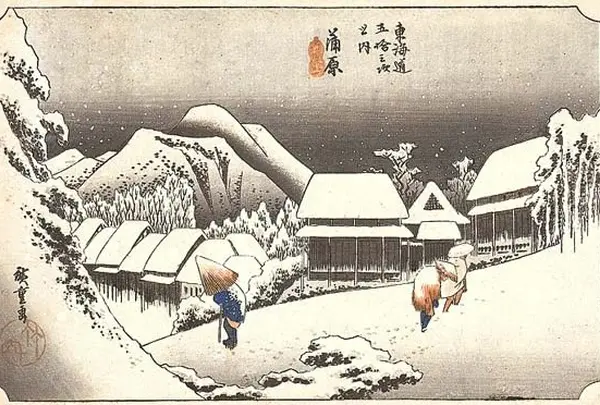蒲原宿  蒲原（夜の雪）